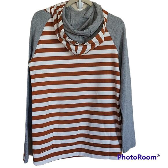 Ampersand Double Hood Hoodie Pullover Striped Sweatshirt Women Medium NWT - Picture 4 of 8